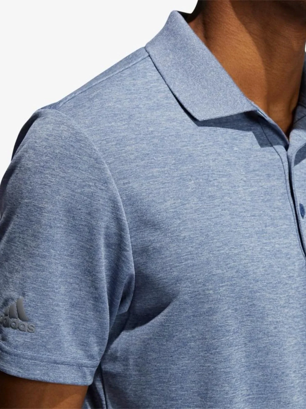 Adidas Men's Heathered Blue Performance Polo Short-Sleeves Size XL